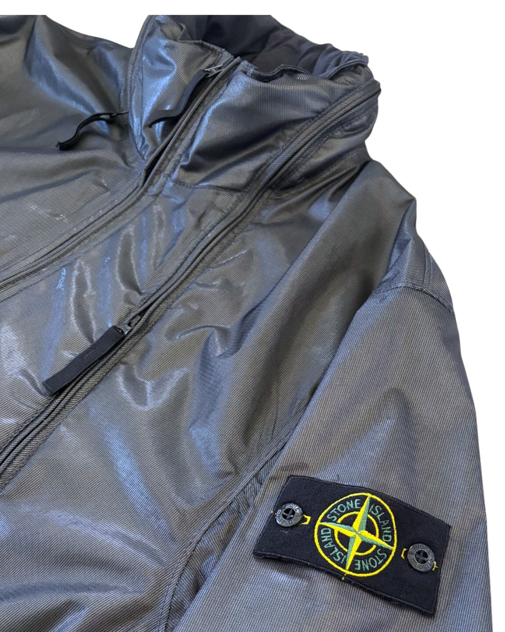 Stone Island Metallic Run Proof Nylon Jacket Black/Silver XL
