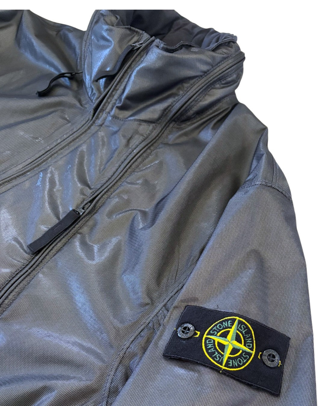 Stone Island Metallic Run Proof Nylon Jacket Black/Silver XL