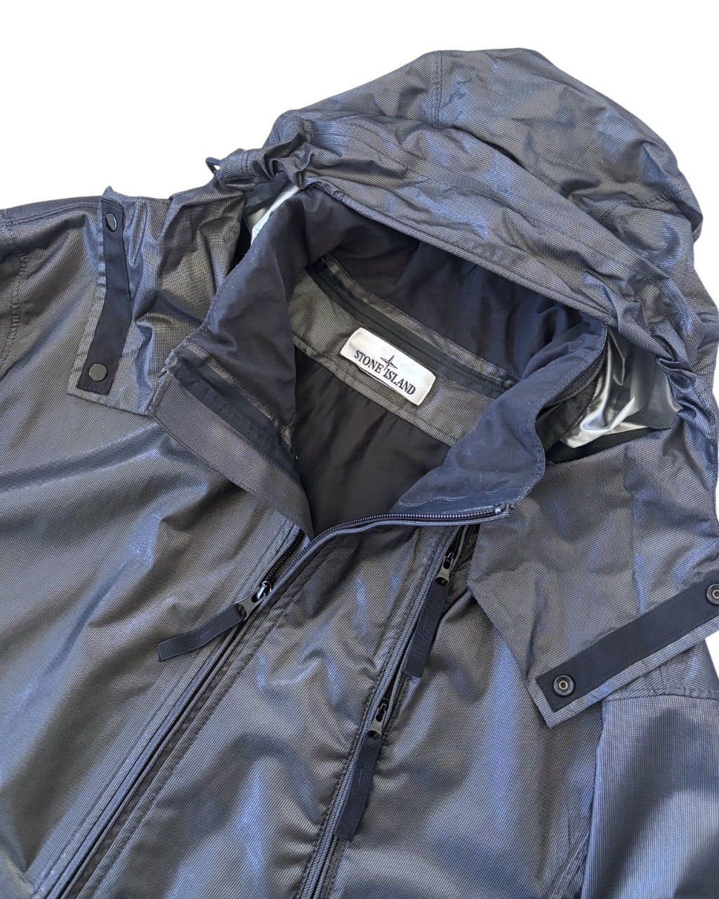 Stone Island Metallic Run Proof Nylon Jacket Black/Silver XL