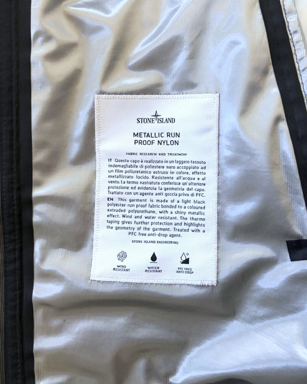 Stone Island Metallic Run Proof Nylon Jacket Black/Silver XL