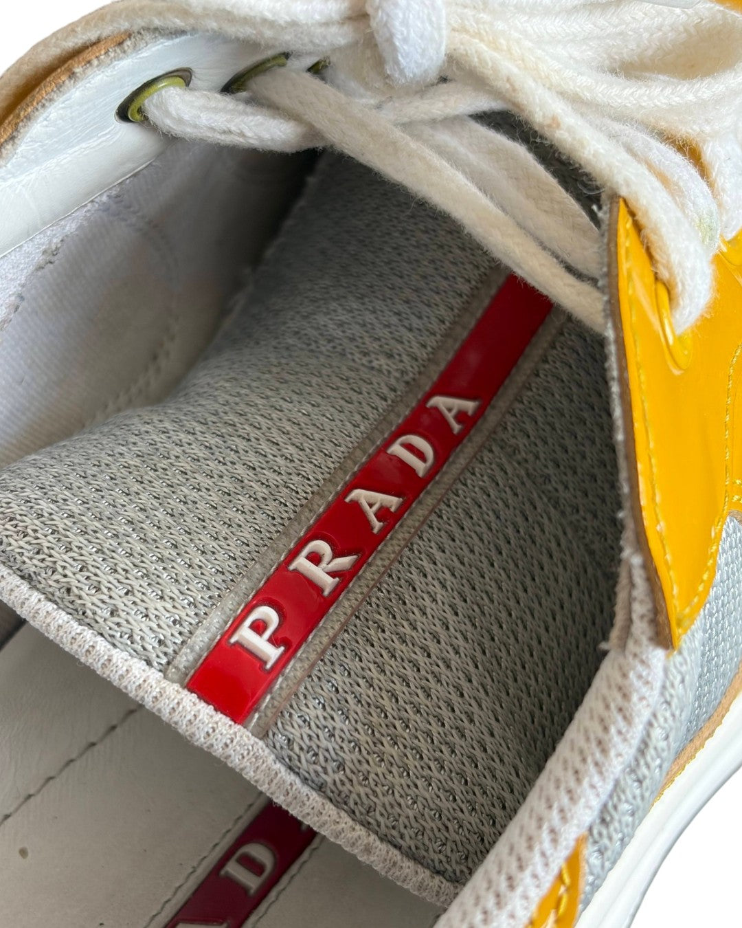 Prada America's Cups Sneakers Yellow/White Size 7.5 (41.5)