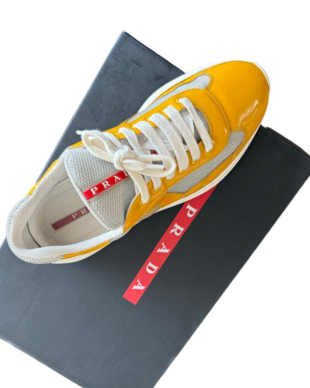 Prada America's Cups Sneakers Yellow/White Size 7.5 (41.5)