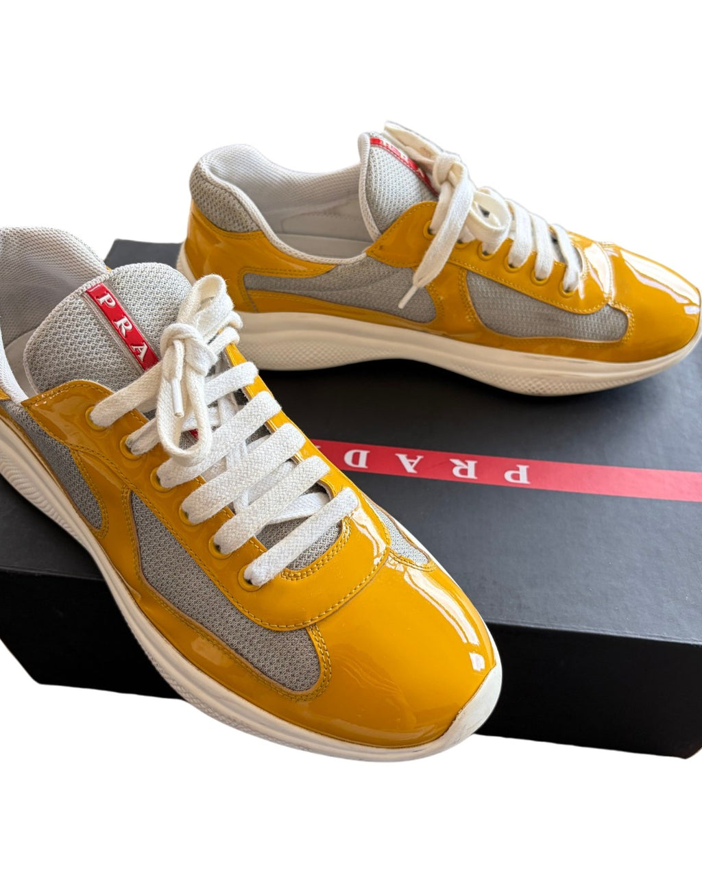 Prada America's Cups Sneakers Yellow/White Size 7.5 (41.5)