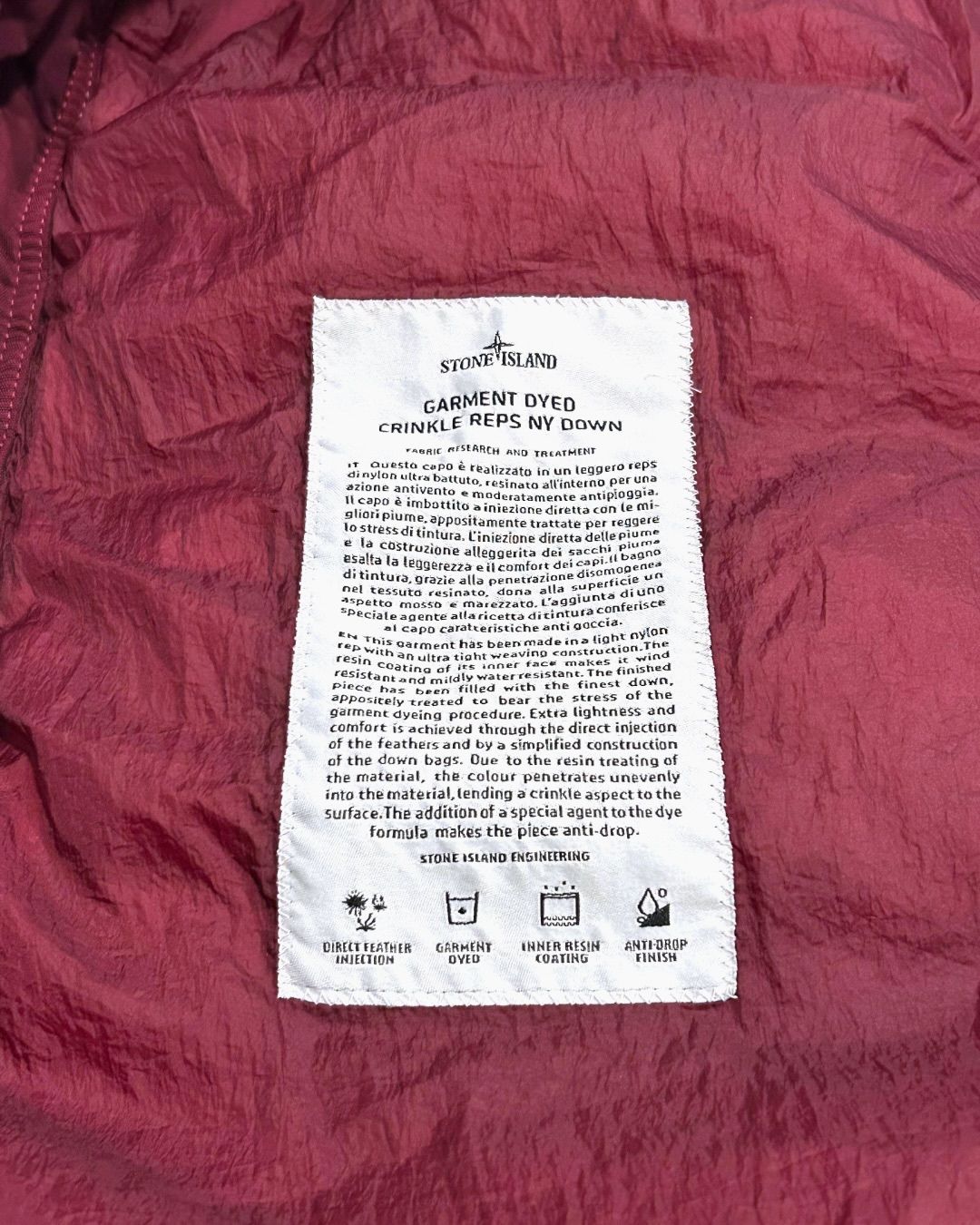 Stone Island Crinkle Reps Parka Jacket Burgundy S